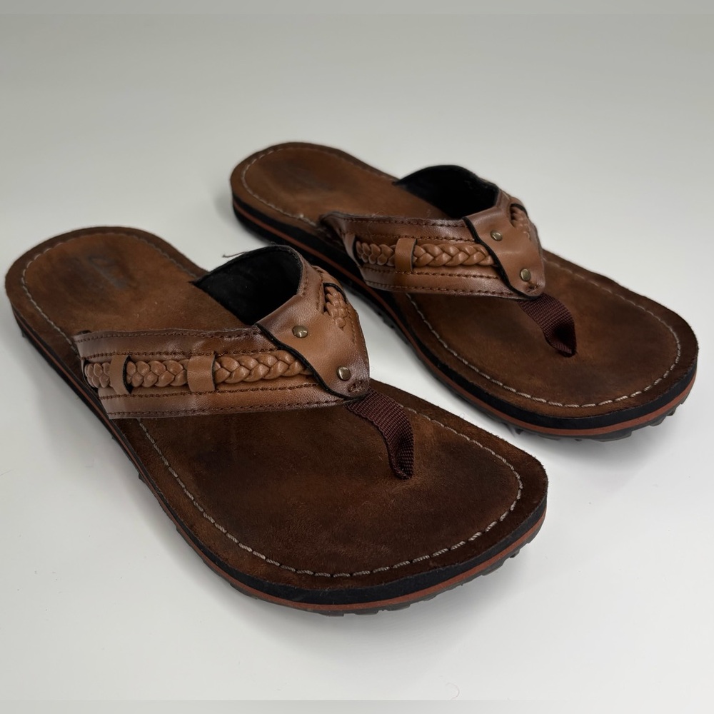 Clarks Fenner Nerice Flip Flops Sandals Braided Honey Brown Women's Size 8